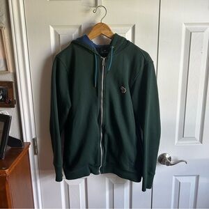 Paul Smith organic cotton forest green w/ zebra emblem zip up hoodie